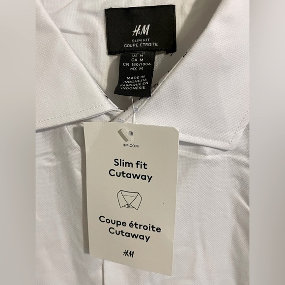 Sz M H&M men SLIM FIT PREMIUM COTTON SHIRT WARNA - WHITE - Picture 7 of 10